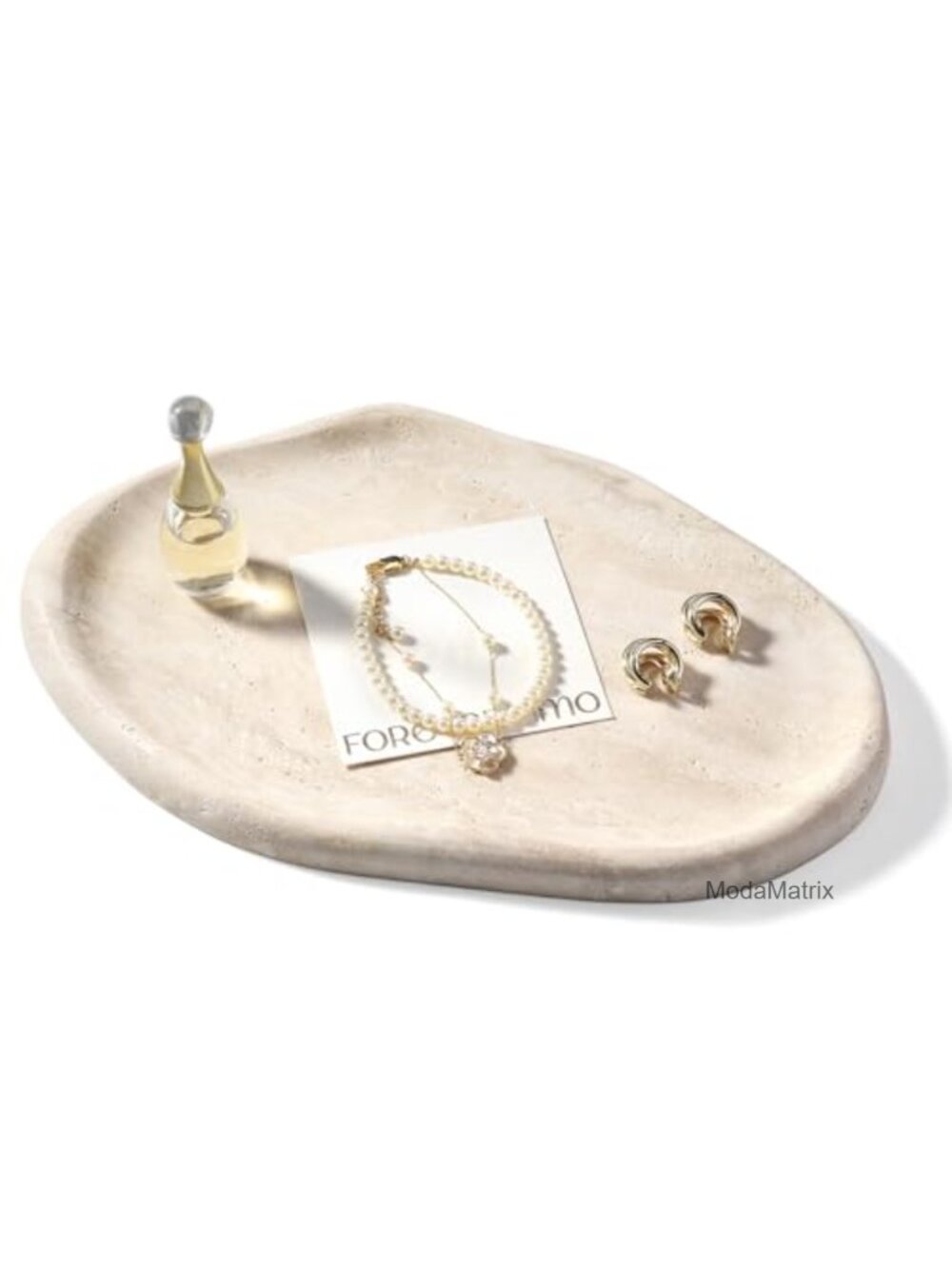 Natural Travertine Marble Vanity Tray Cloud Shape Stone Key Tray Bathroom Decor